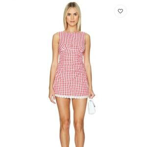 Majorelle Peggy Red Gingham Mini Dress: S